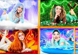 Four Elements Build a Bunk Bed! Fire Girl, Water Girl, Air Girl and Earth Girl