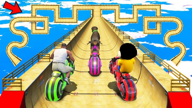 SHINCHAN AND FRANKLIN TRIED THE CURVY MAZE LOOP MEGA RAMP JUMP CHALLENGE BY CARS BIKES TRUCKS GTA 5